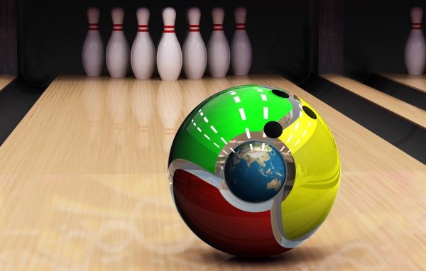 Sphere on the bowling alley in the background, 3d graphics