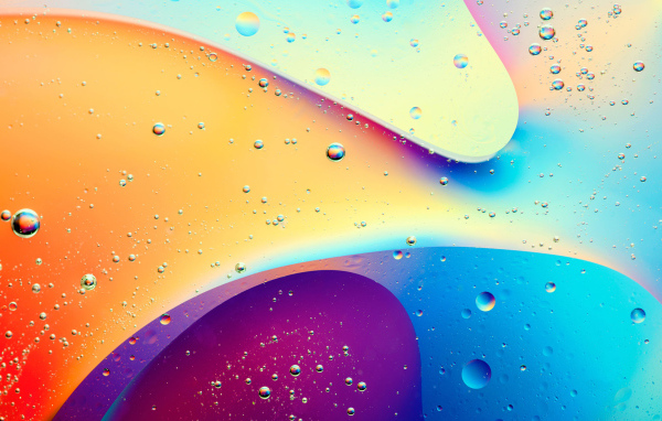 Капли воды на разноцветном фоне, 3д графика