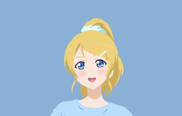 Голубоглазая девушка аниме с желтыми волосами