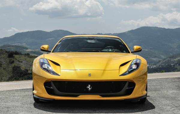 Yellow expensive car Ferrari 812 Superfast 2018