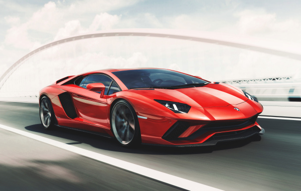 Красный спортивный автомобиль Lamborghini Aventador