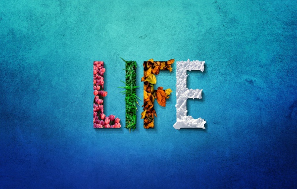 Надпись LIFE на голубом фоне