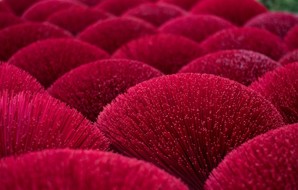 Красные оптоволоконные светильники, декор