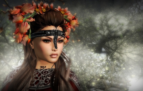 Красивая девушка с венком на голове, фэнтези
