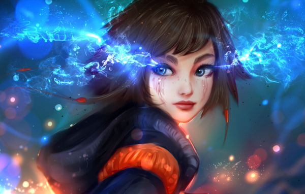Фантастическая голубоглазая девушка аниме 