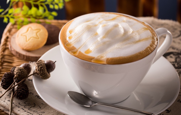 Белая чашка капучино с большой пеной