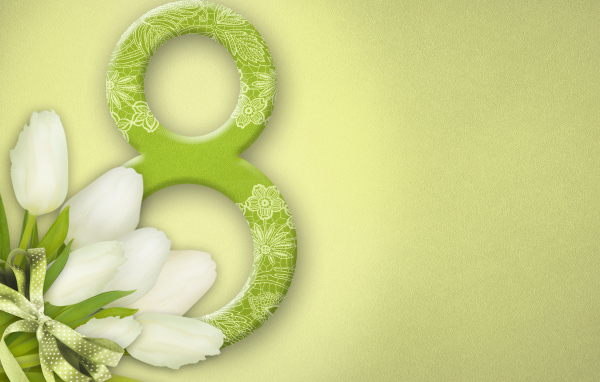 Шаблон для поздравительной открытки на Международный женский день 8 марта