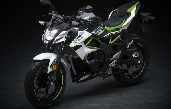 Мотоцикл Kawasaki Z125, 2019 года на сером фоне