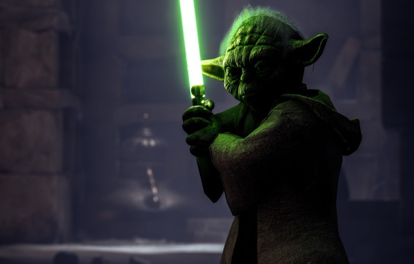 Мастер Йода с лазерным мечом