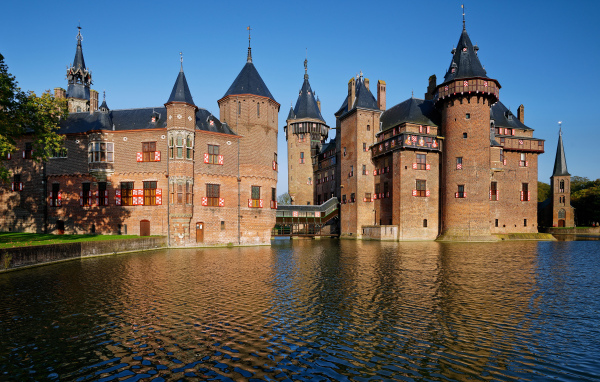 Clean water in the pond near the castle De Haar, Netherlands