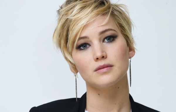 Actress Jennifer Lawrence with a short haircut