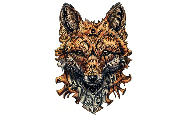 Лиса на белом фоне, татуировка