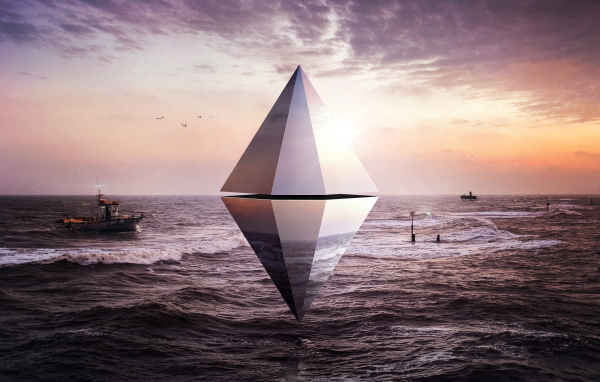 Пирамида 3д над океаном 