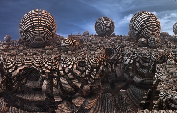 Шары на необычной поверхности 3д графика