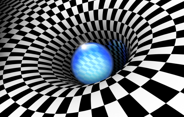 Черно - белая воронка с неоновым шаром