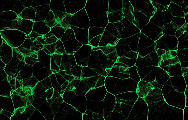 Зеленые абстрактные линии на черном фоне