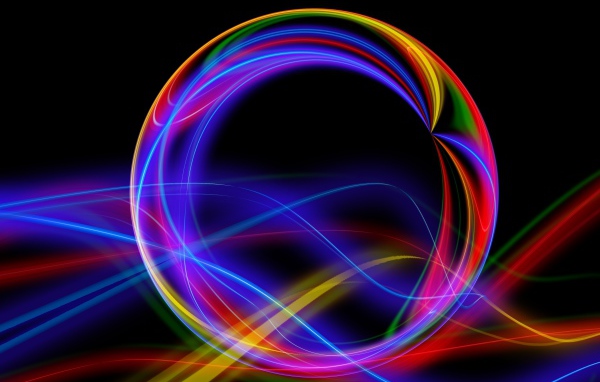 Разноцветная абстрактная сфера с волнами на черном фоне