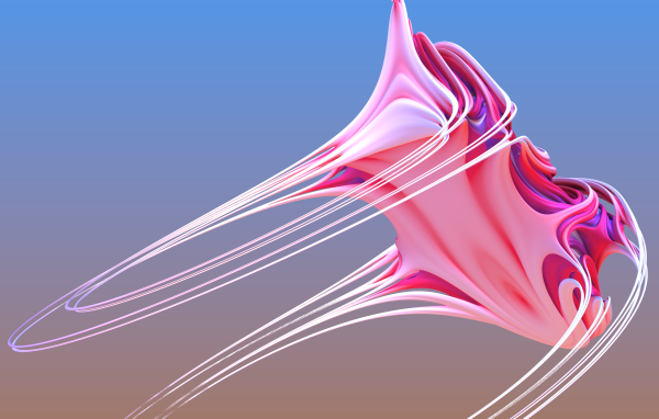 Розовый абстрактный рисунок на голубом фоне