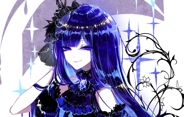 Девушка аниме с неоновыми волосами 