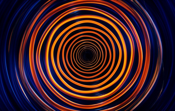 Orange with blue spiral 3D graphics