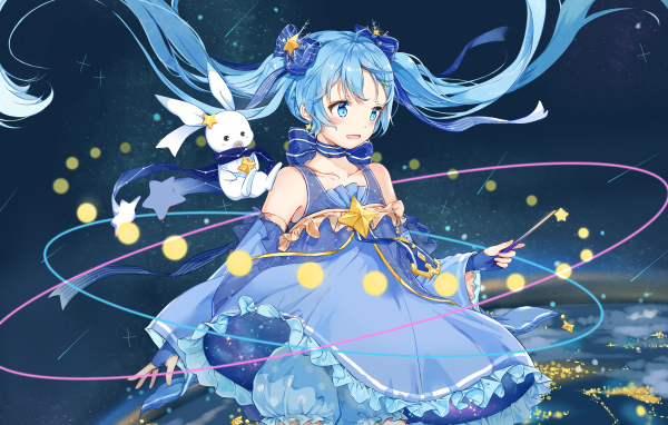 Девушка Yuki Miku аниме Вокалоид