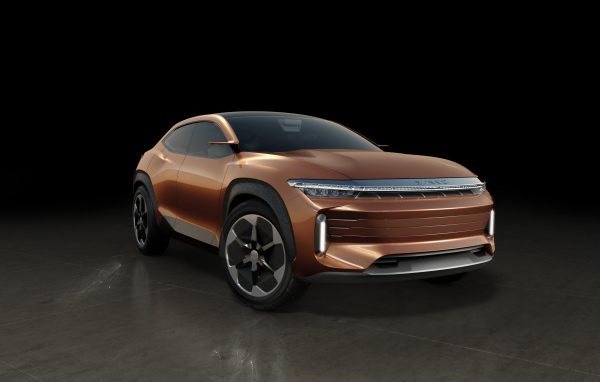 Коричневый внедорожник Exeed LX, 2019 года на черном фоне