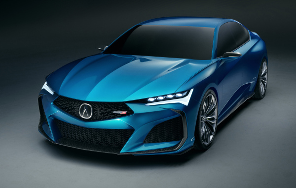 Синий автомобиль Acura Type S Concept 2019 года