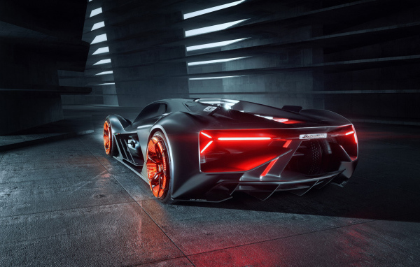 Спортивный Lamborghini Terzo Millennio 2019 года вид сзади