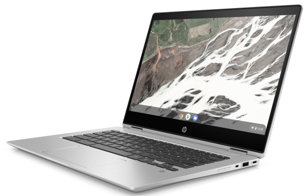 Портативный ноутбук HP Chromebook x360 14 G1 на белом фоне, CES 2019