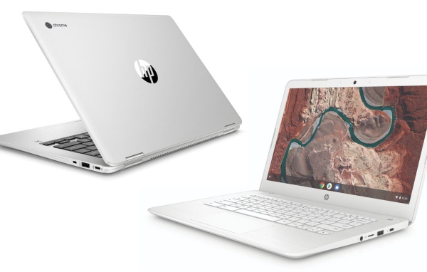 Портативные ноутбуки HP Chromebook x360 14 G1 на белом фоне