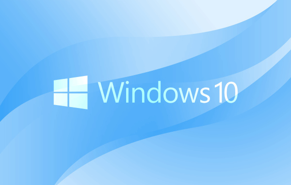 Логотип операционной системы  Windows 10 на голубом фоне