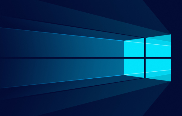 Окно Windows 10 на синем фоне