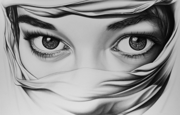 Нарисованные глаза девушки 