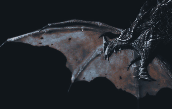 Черный железный фантастический дракон