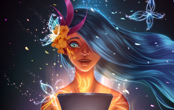 Фантастическая девушка с узорами на теле