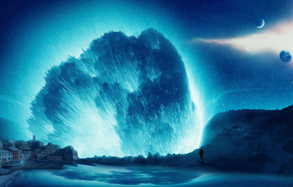 Фантастическая волна в небе над городом