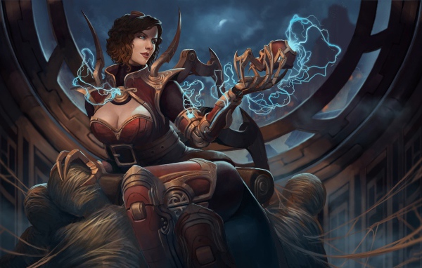 Фантастическая женщина с магическим сосудом в руке