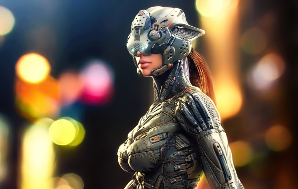 Girl dressed as a cyborg