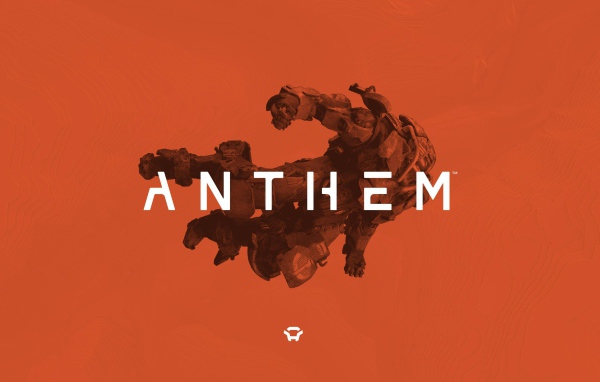 Логотип компьютерной игры Anthem, 2019 на оранжевом фоне