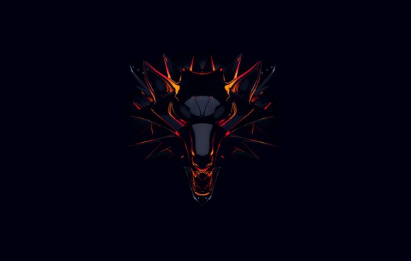 Логотип компьютерной игры Ведьмак на черном фоне