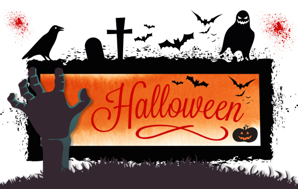 Надпись Хэллоуин на белом фоне