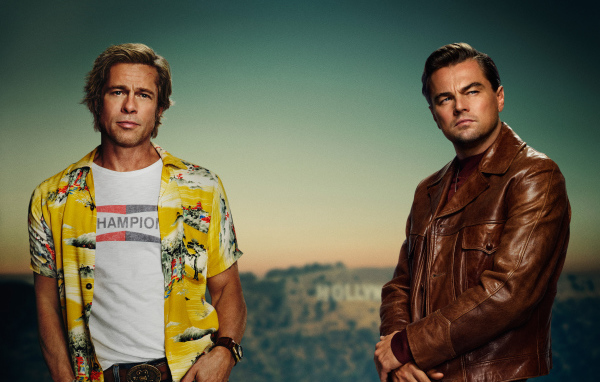 Actors Leonardo DiCaprio and Brad Pitt in the movie Once Upon a Time in Hollywood, 2019