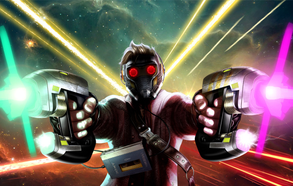 Звездный Лорд с оружием арт