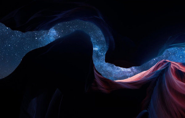 Вид из каньона Антилопы на звездное небо, Аризона. США