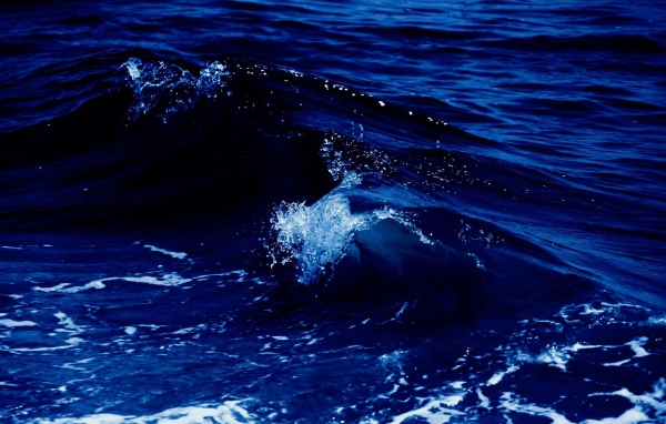 Белая волна в синем теплом море