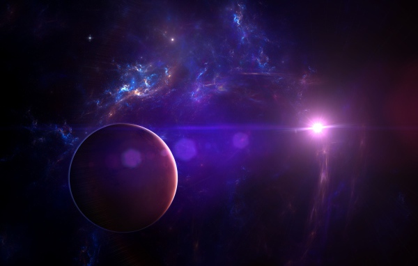 Планета в голубой звездной галактике