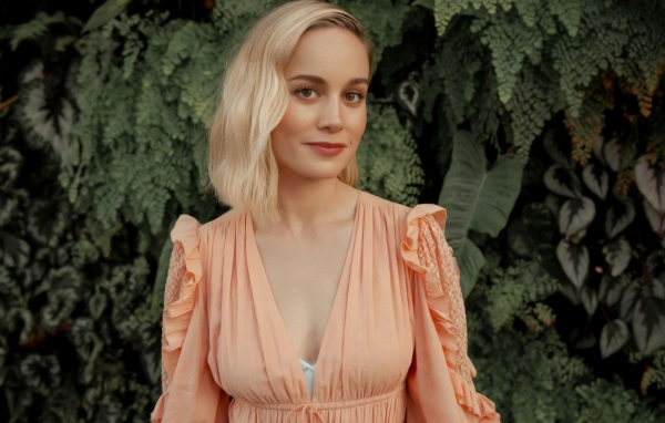 Актриса Бри Ларсон в  красивом розовом платье