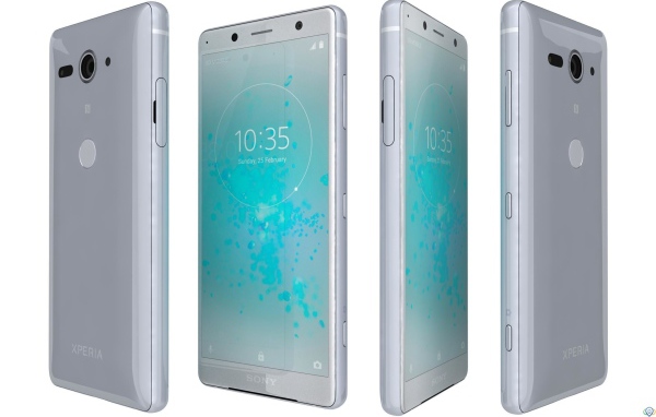 Новый компактный смартфон Sony Xperia XZ2 на белом фоне