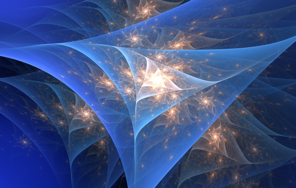 Абстрактные фрактальные неоновые треугольники 