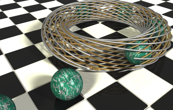 Шары в проволоке на шахматной доске